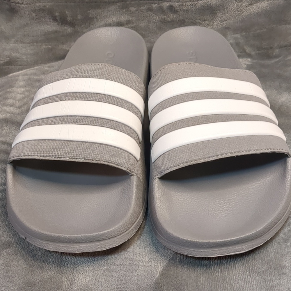 Adidas Gray and White Slide Sandals - Picture 6 of 16